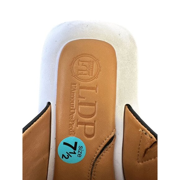 LDP Black & White Geometric Wedge Platform Sandals Size 7.5 - Picture 7 of 8